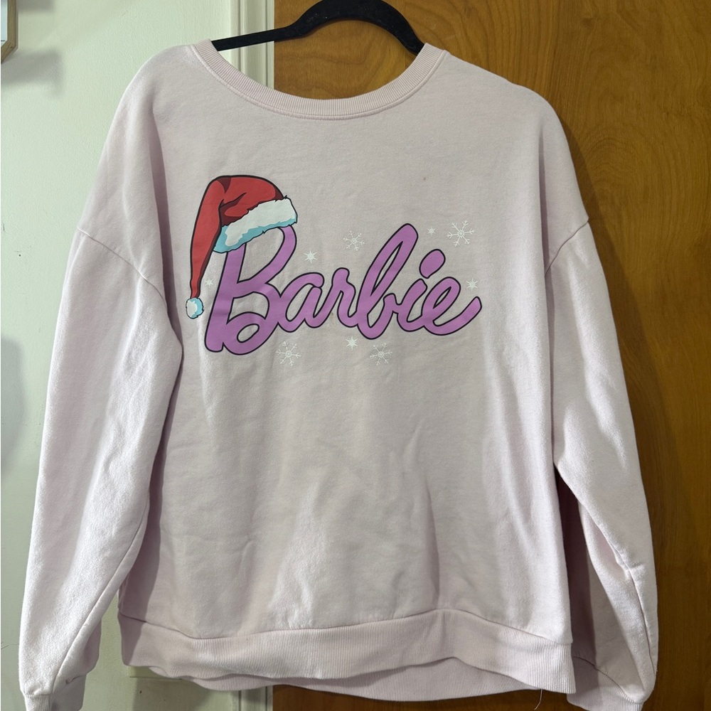 Barbie Light Pink Sweatshirt with Santa Hat Graphic